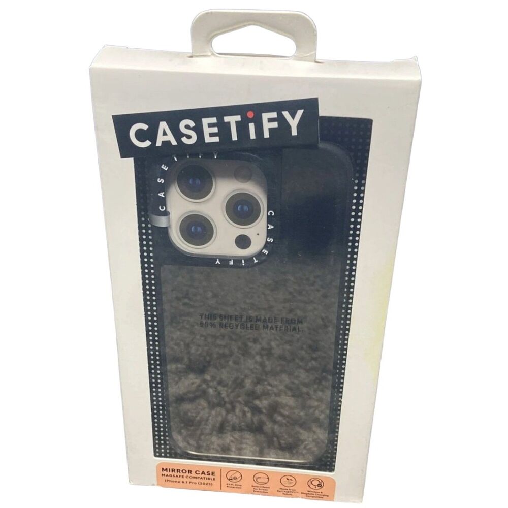 CASETiFY iPhone 15 Pro MagSafe Mirror Case Silver Black Bumper NEW Fast Ship